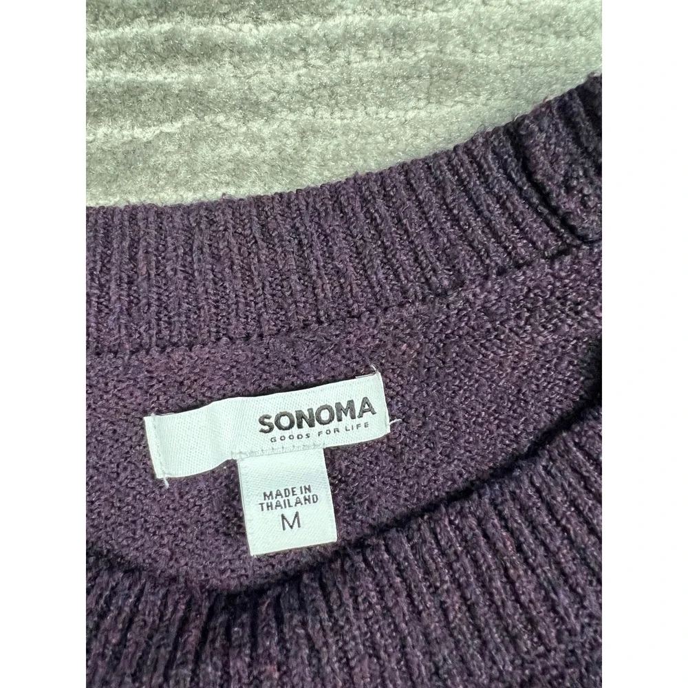 Sonoma Sweater Women Medium Purple Pullover Crewneck Raglan Sleeve Textured Knit